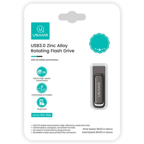 Флеш-накопичувач Usams US-ZB332 USB 3.0 Zinc Alloy Rotating – 64GB Tarnish