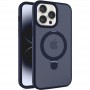 TPU+PC чохол Metal Buttons with MagSafe Colorful HQ Ring для Apple iPhone 14 Pro (6.1") Dark Blue