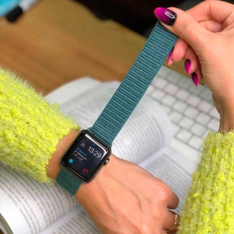 Ремінець Nylon для Apple Watch 42(ser.1-3)/44/45/46/49mm Зелений / Pine green