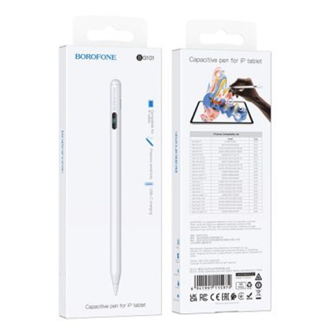 Стілус Borofone BG101 Active capacitive pen with digital display for iPad White