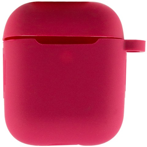 Силіконовий футляр New з карабіном для навушників Airpods 1/2 Червоний / Rose Red