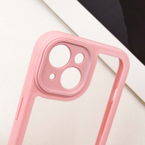TPU чохол Transparent + Colour 1,5mm для Apple iPhone 14 (6.1") Pink