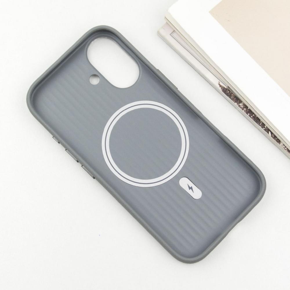 Шкіряний чохол Carved with MagSafe для Apple iPhone 16 (6.1") Grey