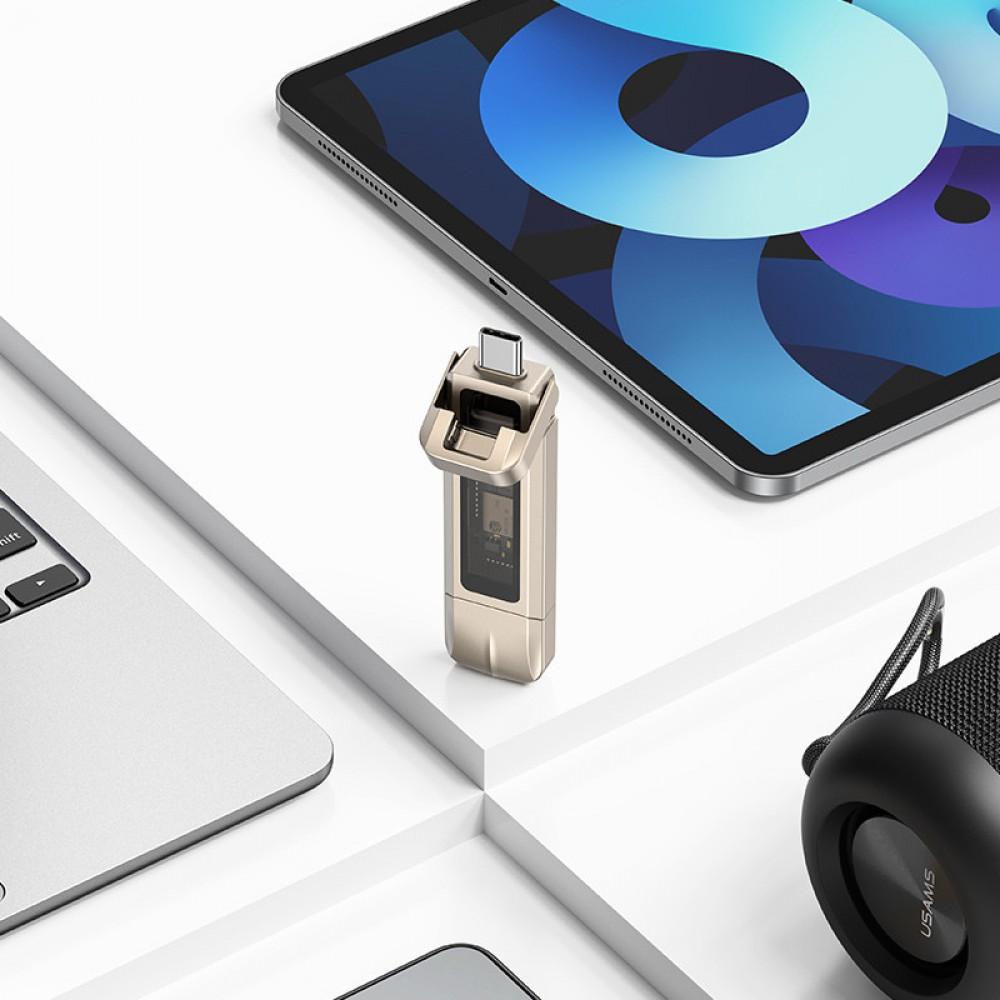 Флеш накопичувач USAMS US-ZB279 USB3.2+Type-C GEN1 Dual Ports Aluminum Alloy 10G Flash Drive 256G Silver