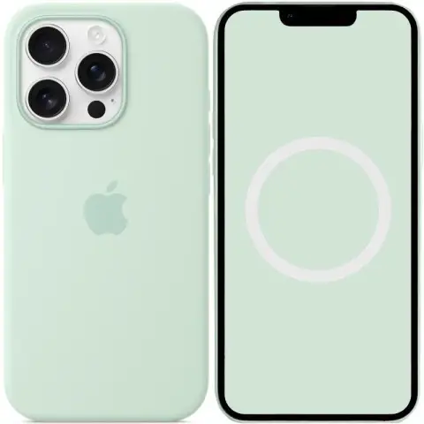 Чохол Silicone case (AAA) with Magsafe and Animation для Apple iPhone 16 Pro (6.3") Aquamarine