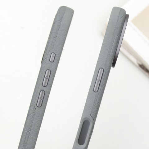 Шкіряний чохол Carved with MagSafe для Apple iPhone 16 (6.1") Grey
