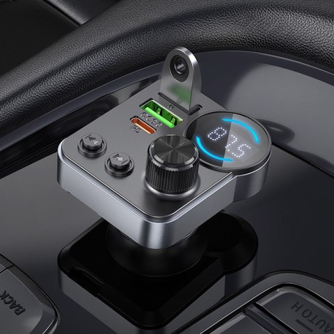 АЗП FM модулятор Hoco E86 Alegria PD30W+QC3.0 48W (2USB-A/1C) Black