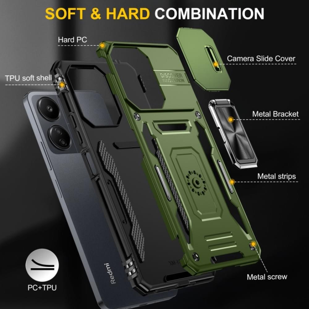 Ударостійкий чохол Camshield Army Ring для Xiaomi Poco X6 / Note 13 Pro 5G Оливковий / Army Green