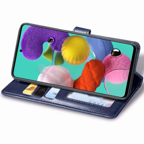 Шкіряний чохол-книжка GETMAN Gallant (PU) для Samsung Galaxy A51 Синій