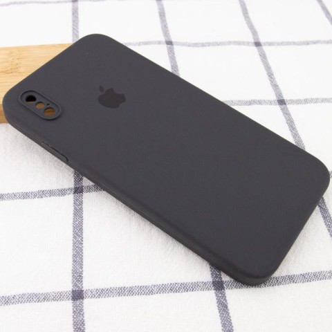 Чохол Silicone Case Square Full Camera Protective (AA) для Apple iPhone X / XS (5.8") Сірий / Dark Gray