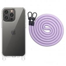 Чохол TPU Transparent with Straps для Apple iPhone 15 Pro (6.1") Light Purple