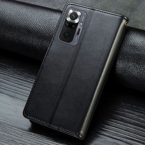 Шкіряний чохол-книжка GETMAN Gallant (PU) для Xiaomi Redmi Note 10 Pro / 10 Pro Max Чорний
