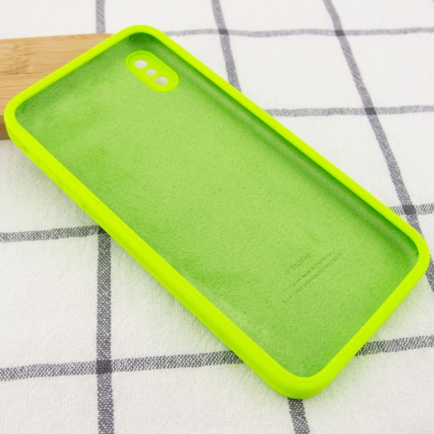Чохол Silicone Case Square Full Camera Protective (AA) для Apple iPhone XS Max (6.5") Салатовий / Neon green