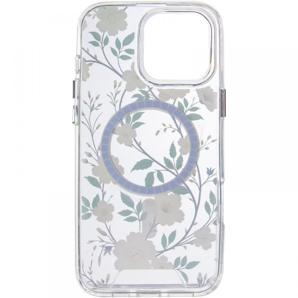 TPU+PC чохол Clear Garden with MagSafe для Apple iPhone 16 Pro (6.3") White Gardenia