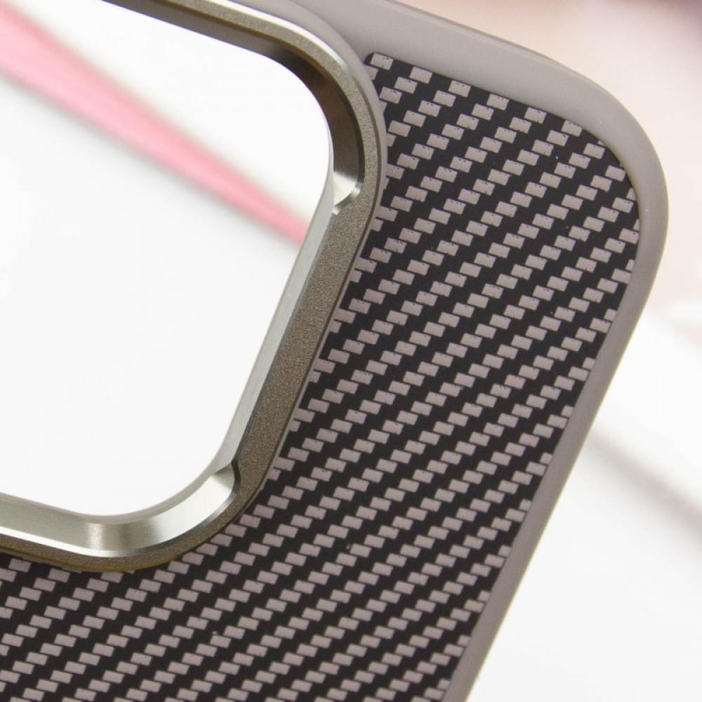 Чохол TPU+PC Carbon with MagSafe для Apple iPhone 16 (6.1") Grey