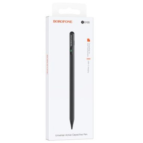 Стілус Borofone BG100 Universal active capacitive pen with digital display Black