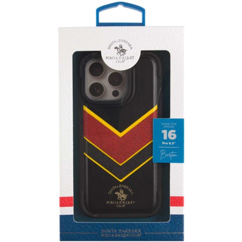Шкіряний чохол Polo Santa Barbara Barton для Apple iPhone 16 Pro Max (6.9") Black / Yellow