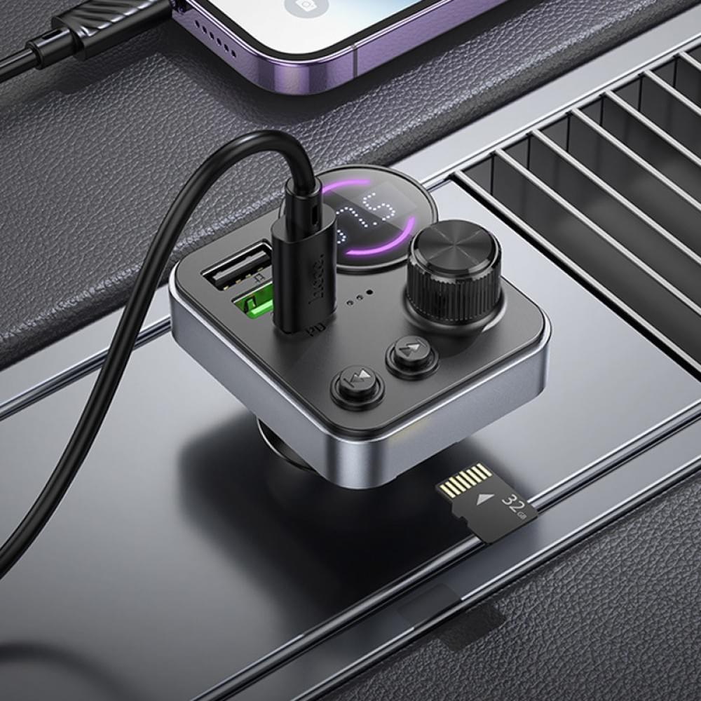 АЗП FM модулятор Hoco E86 Alegria PD30W+QC3.0 48W (2USB-A/1C) Black