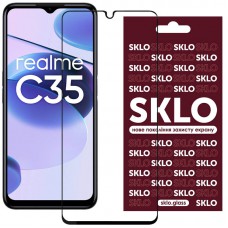 Захисне скло SKLO 3D (full glue) для Realme C35 Чорний