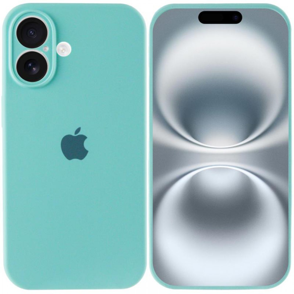 Чохол Silicone Case Full Camera Protective (AA) для Apple iPhone 16 (6.1") Бірюзовий / Marine Green