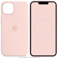 Чохол Silicone case (AAA) full with Magsafe and Animation для Apple iPhone 14 (6.1") Рожевий / Chalk Pink