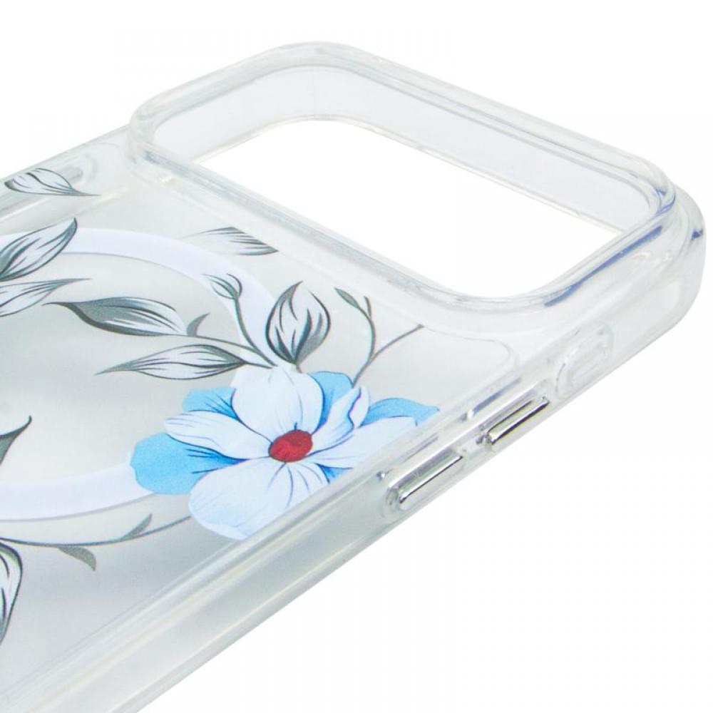 TPU+PC чохол Clear Garden with MagSafe для Apple iPhone 17 Pro (6.3") Blue Blossom