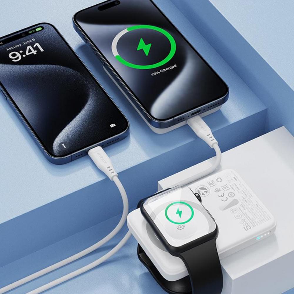 Портативний ЗП Power Bank Acefast M25 20W з БЗП+iWatch 5000 mAh White