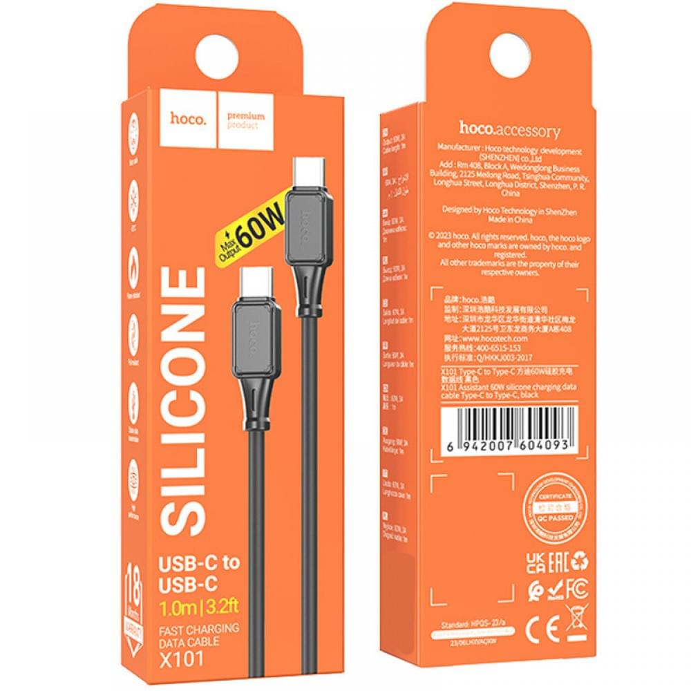 Дата кабель Hoco X101 Assistant 60W Type-C to Type-C (1m)