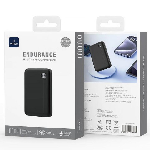 Портативний ЗП Power Bank WIWU Wi-P059 Endurance Slim PD+QC 22.5W 10000 mAh Black