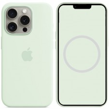 Чохол Silicone case (AAA) with Magsafe and Animation для Apple iPhone 15 Pro Max (6.7") М'ятний / Soft Mint