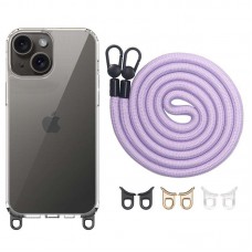 Чохол TPU Transparent with Straps для Apple iPhone 15 (6.1") Light Purple