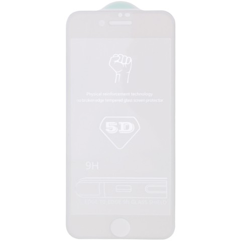 Захисне скло 5D Hard (full glue) (тех.пак) для Apple iPhone 6/6s (4.7") Білий