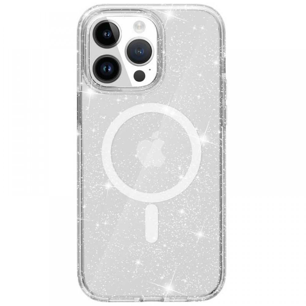 Чохол TPU Galaxy Sparkle (MagFit) для Apple iPhone 16 Pro Max (6.9") Clear+Glitter