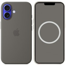 Чохол Silicone case (AAA) full with Magsafe and Animation для Apple iPhone 16 Plus (6.7") Stone Grey