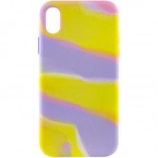 Чохол Silicone case full Aquarelle для Apple iPhone X / XS (5.8") Сиренево-жовтий