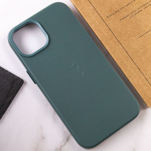 Шкіряний чохол Leather Case (AA Plus) with MagSafe для Apple iPhone 14 (6.1") Pine green
