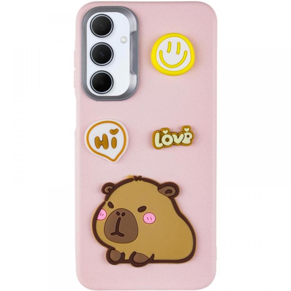 Чохол TPU Leather Toys для Samsung Galaxy S24 FE Capybara / Pink