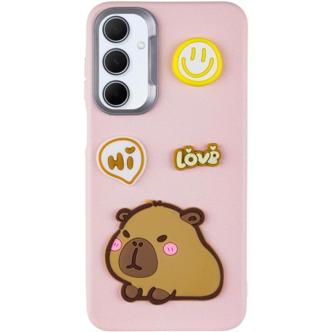 Чохол TPU Leather Toys для Samsung Galaxy S24 FE Capybara / Pink