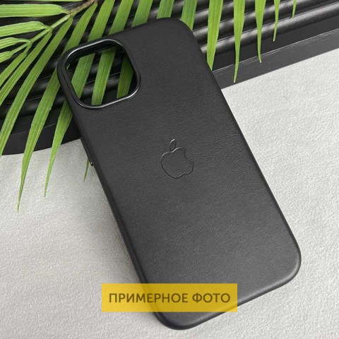 Шкіряний чохол Leather Case (AAA) with MagSafe and Animation для Apple iPhone 16 (6.1") Black