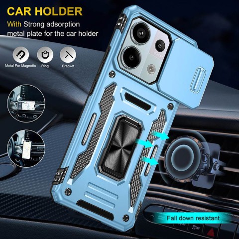 Ударостійкий чохол Camshield Army Ring для Xiaomi Redmi Note 13 Pro 4G / 14s / Poco M6 Pro 4G Блакитний / Light Blue