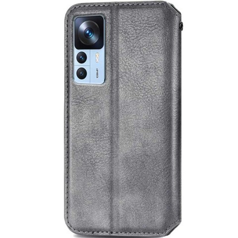 Шкіряний чохол-книжка GETMAN Cubic (PU) для Xiaomi 12T / 12T Pro Сірий