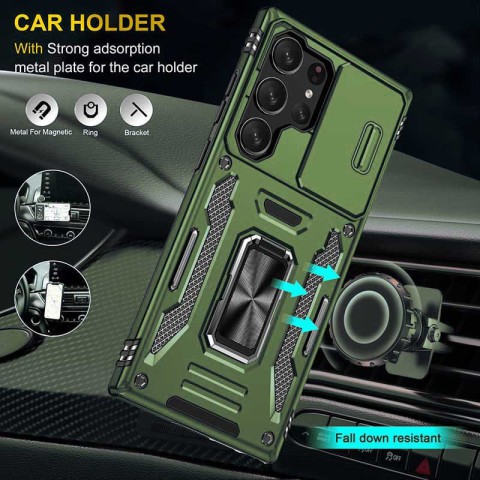 Ударостійкий чохол Camshield Army Ring для Samsung Galaxy S23 Ultra Оливковий / Army Green