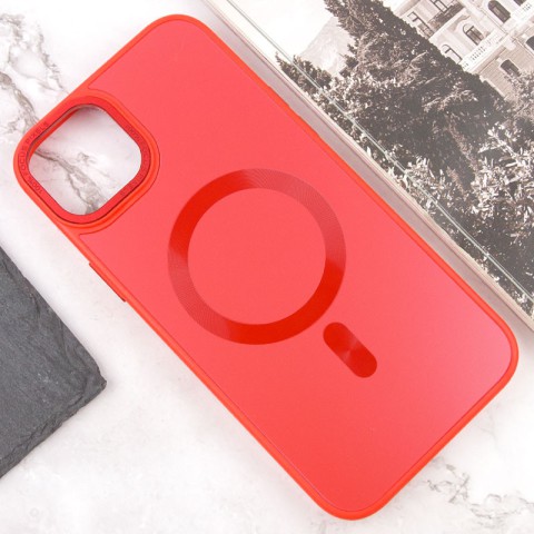 Чохол TPU+Glass Sapphire Midnight Open Camera with MagSafe для Apple iPhone 15 Plus (6.7") Червоний / Red