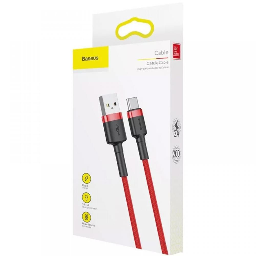 Дата кабель Baseus Cafule Type-C Cable 2A (2m) (CATKLF-C) Червоний