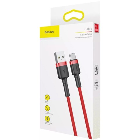 Дата кабель Baseus Cafule Type-C Cable 2A (2m) (CATKLF-C) Червоний
