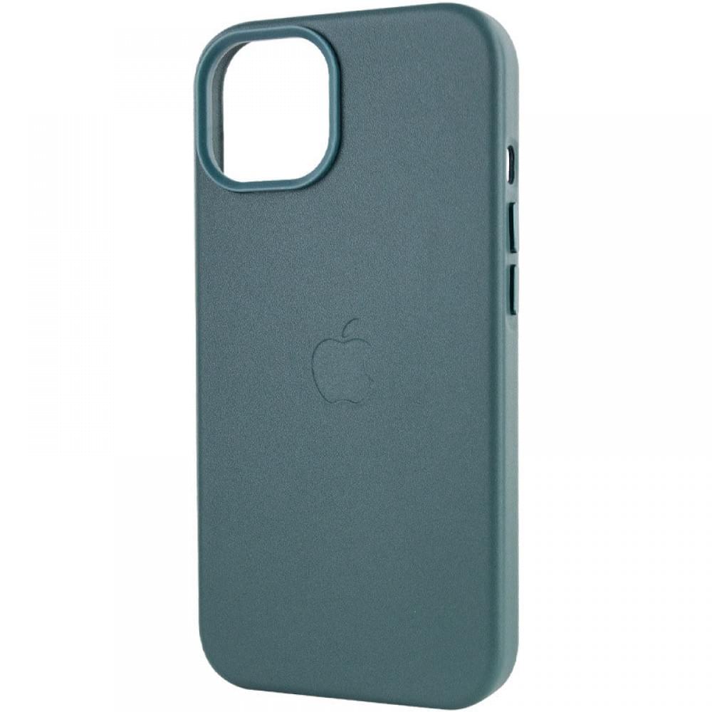 Шкіряний чохол Leather Case (AA Plus) with MagSafe для Apple iPhone 14 (6.1") Pine green