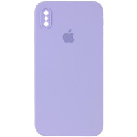 Чохол Silicone Case Square Full Camera Protective (AA) для Apple iPhone X / XS (5.8") Бузковий / Dasheen