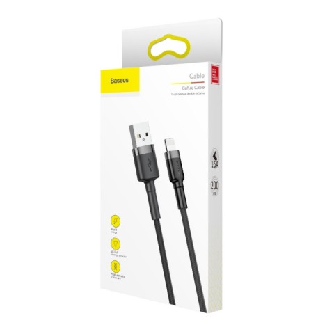 Дата кабель Baseus Cafule Lightning Cable 1.5A (2m) (CALKLF-C) Сірий / Чорний