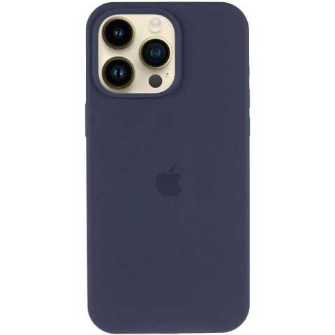 Чохол Silicone Case (AA) Logo with MagSafe для Apple iPhone 14 Pro Max (6.7") Темно-синій / Midnight blue