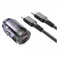 АЗП Borofone BZ29B Outstanding PD36W (2C) + Type-C to Lightning Transparent purple